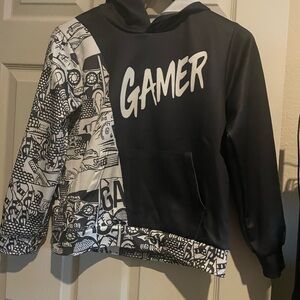 Gamer black and white boys hoodie sweatshirt-8/10
